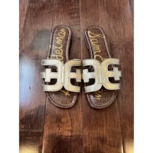 Sam Edelman Bay Kids Little Girls Metallic Gold Leather Sandals Sz 3